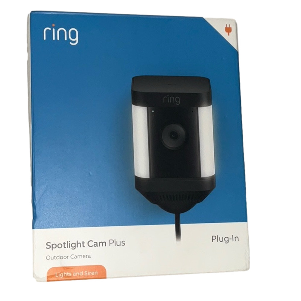 NEW RING Spotlight Cam Plus Plug-In Outdoor Camera